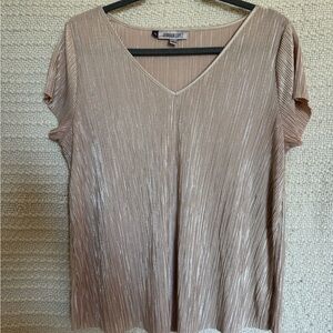 Jennifer Lopez Champagne Pleated Blouse Like New Size M